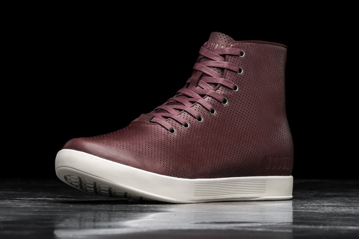 Nobull High-Top Leather Men\'s Trainers Burgundy | Australia (UY1496)